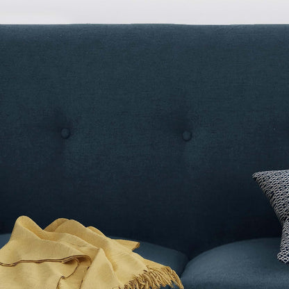 Divano moderno blu navy da 78,5 posti con gambe in legno e struttura in compensato per soggiorno