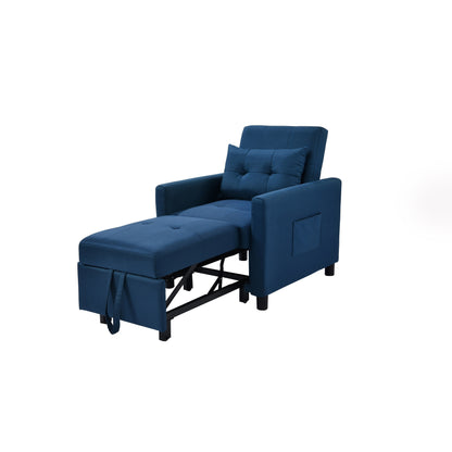 Divano letto singolo convertibile 3 in 1 moderno blu navy da 27,5 pollici con schienale regolabile e cuscino per soggiorno