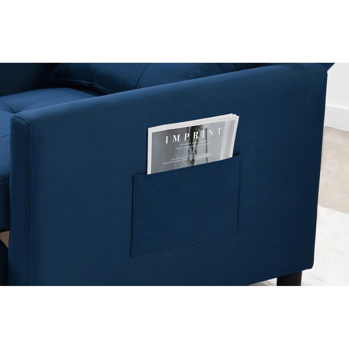 Divano letto singolo convertibile 3 in 1 moderno blu navy da 27,5 pollici con schienale regolabile e cuscino per soggiorno