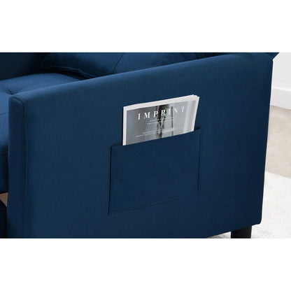 Divano letto singolo convertibile 3 in 1 moderno blu navy da 27,5 pollici con schienale regolabile e cuscino per soggiorno