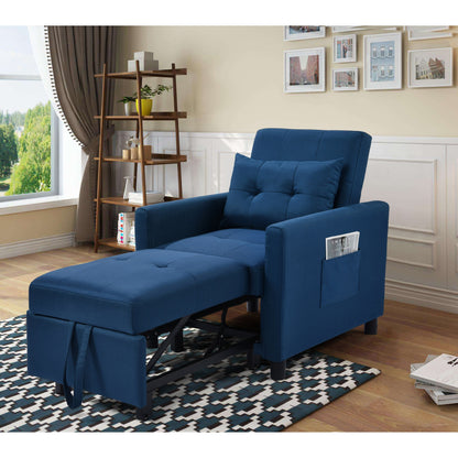 Divano letto singolo convertibile 3 in 1 moderno blu navy da 27,5 pollici con schienale regolabile e cuscino per soggiorno