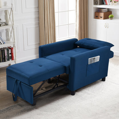 Divano letto singolo convertibile 3 in 1 moderno blu navy da 27,5 pollici con schienale regolabile e cuscino per soggiorno