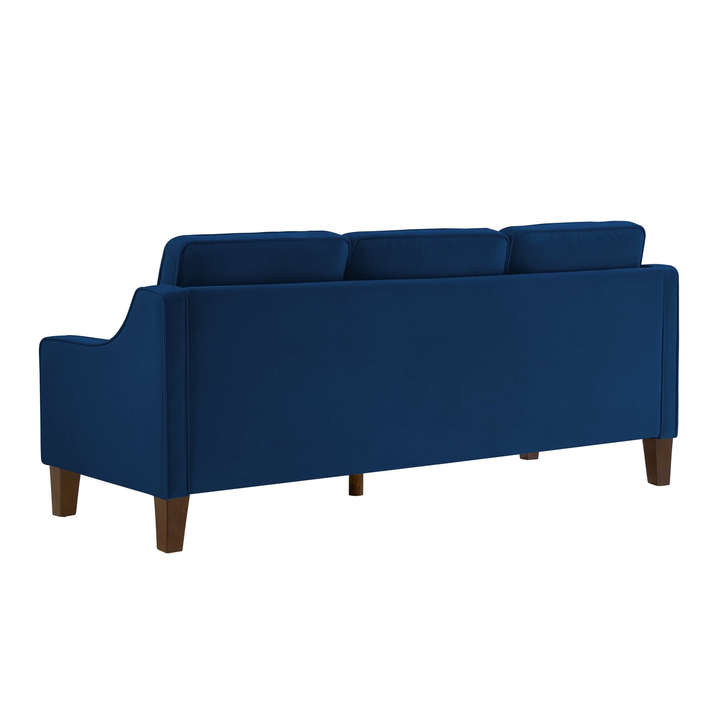 Divano imbottito in velluto blu navy moderno 74 a 3 posti con braccioli ricurvi e cuscini rimovibili per soggiorno