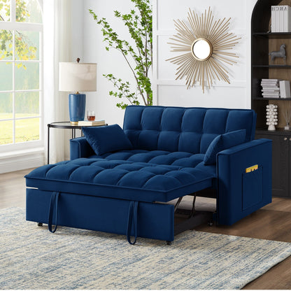 Divano letto estraibile 4 in 1 in velluto blu navy