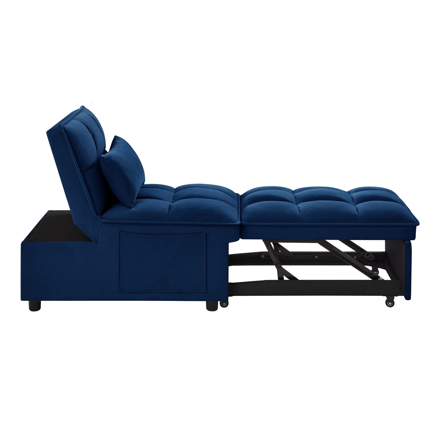 Divano letto pieghevole in velluto blu navy con schienale regolabile
