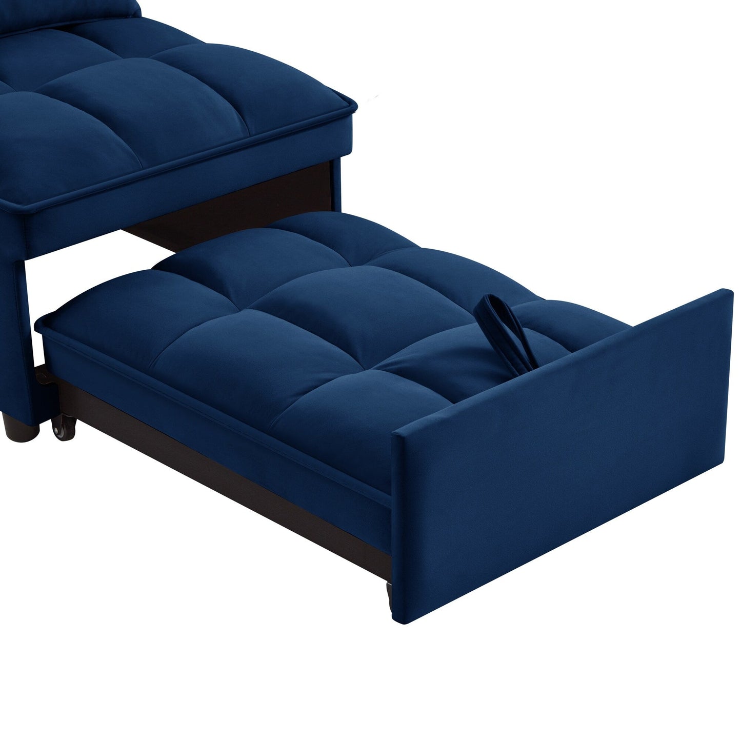 Divano letto pieghevole in velluto blu navy con schienale regolabile