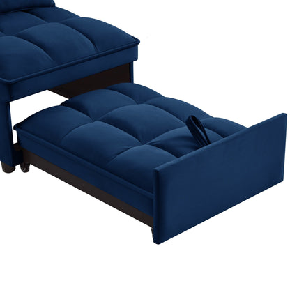 Divano letto pieghevole in velluto blu navy con schienale regolabile