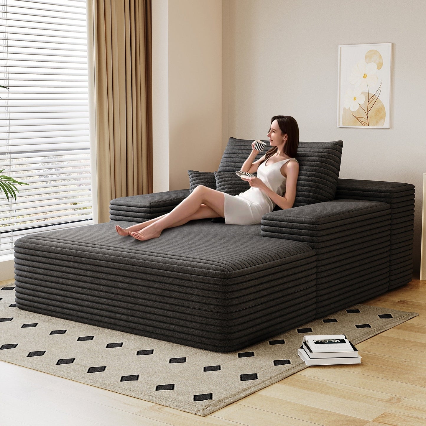 Divano letto imbottito oversize Nebula, divani letto imbottiti Cloud per una lettura e un relax confortevoli