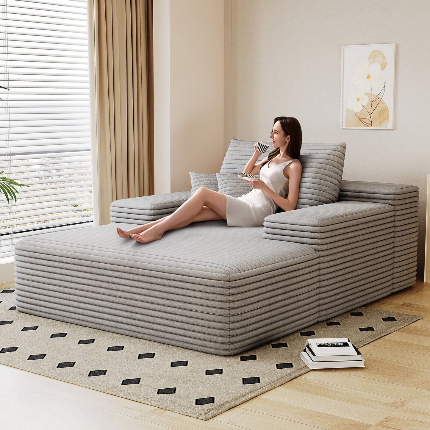 Divano letto imbottito oversize Nebula, divani letto imbottiti Cloud per una lettura e un relax confortevoli