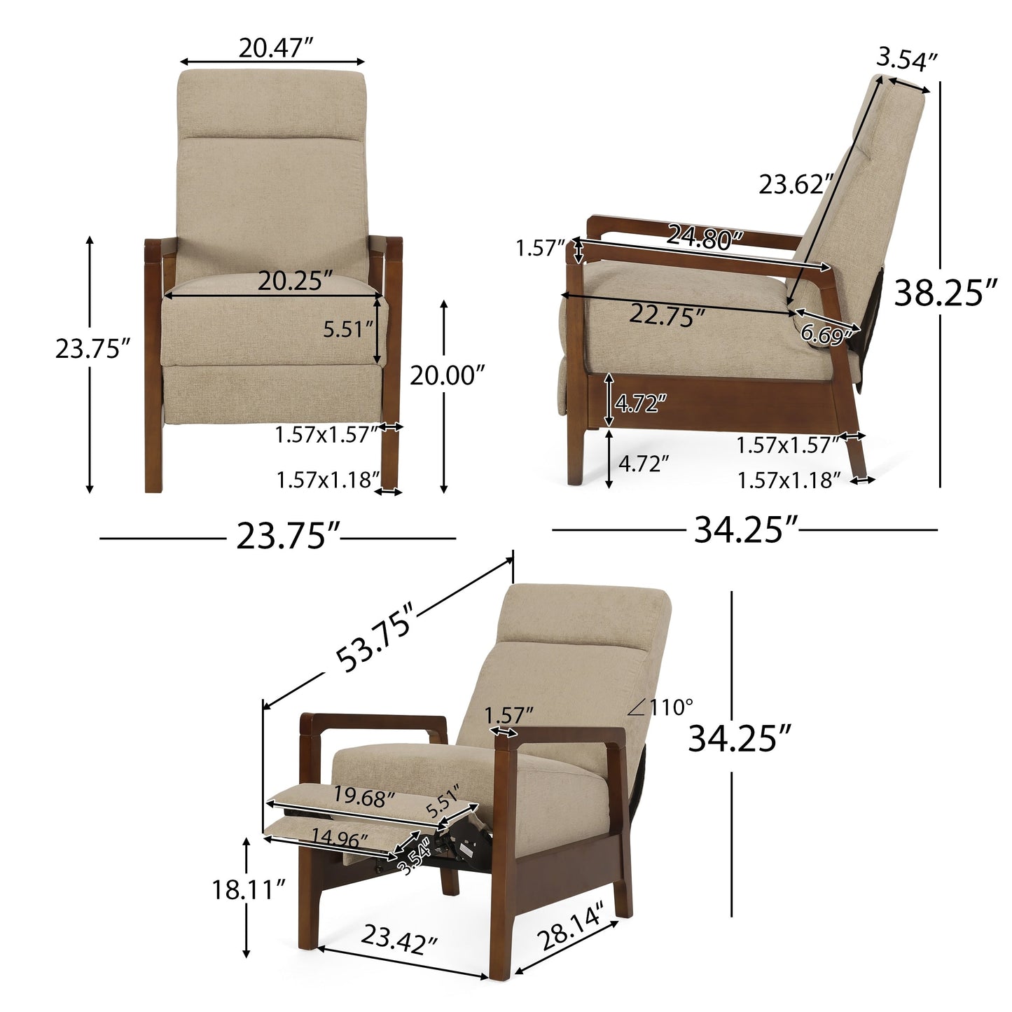 Poltrona reclinabile con schienale a cascata Neihart di Christopher Knight Home