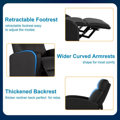 Poltrona reclinabile massaggiante a 2 punti Nell Black in similpelle di Furniture of America