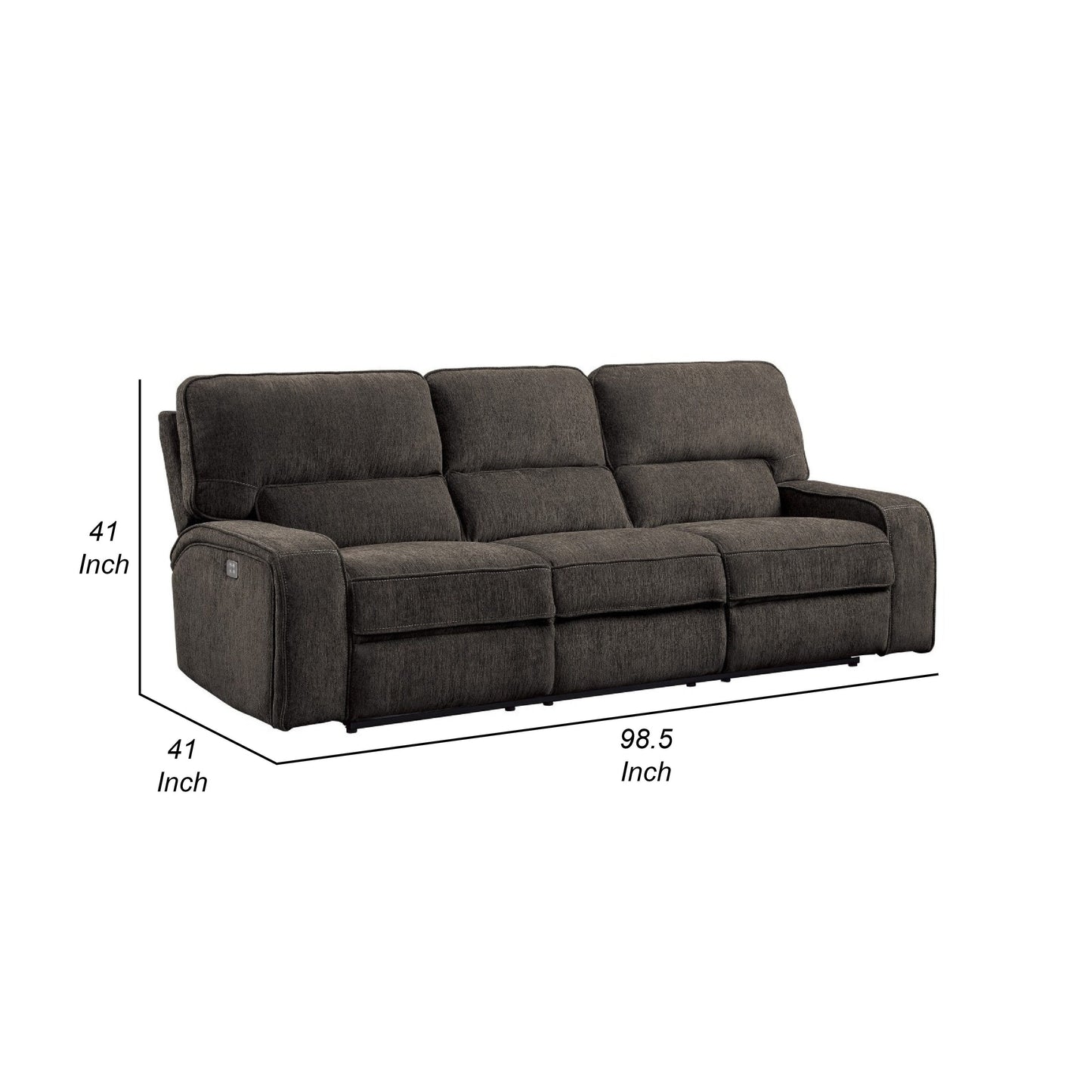 Divano reclinabile Neo Power con USB, ciniglia grigio chiaro, 99 pollici