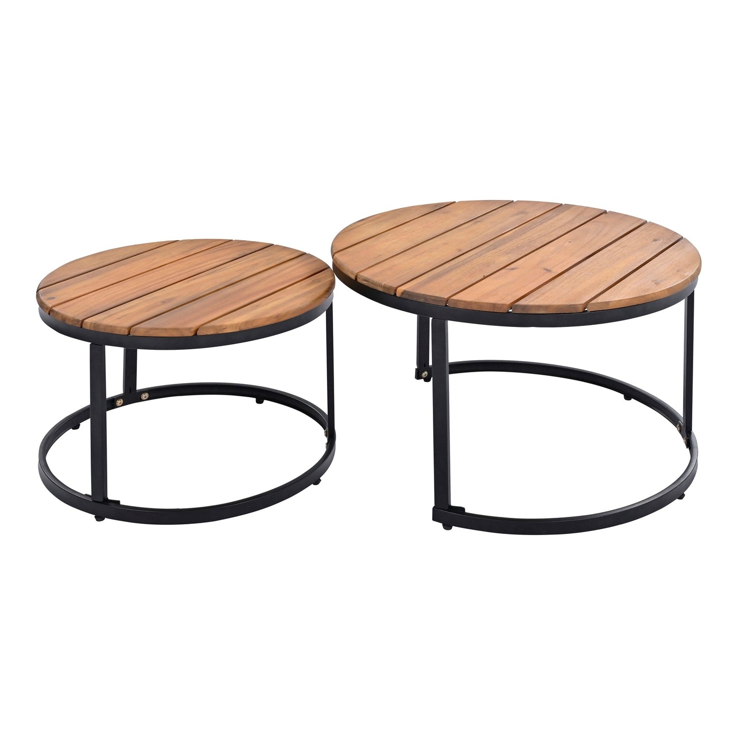 Set di divani componibili da esterno Nestfair da 6 pezzi con tavolini rotondi impilabili e cuscini