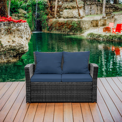 Set da conversazione in vimini per mobili da giardino premium Nestl's da 4 pezzi