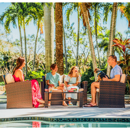 Set da conversazione in vimini per mobili da giardino premium Nestl's da 4 pezzi