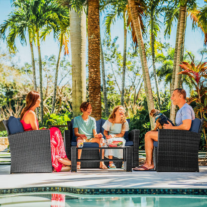 Set da conversazione in vimini per mobili da giardino premium Nestl's da 4 pezzi