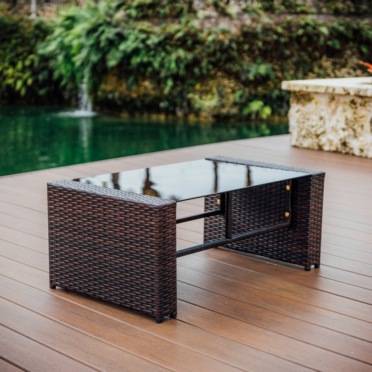 Set da conversazione in vimini per mobili da giardino premium Nestl's da 4 pezzi