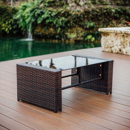 Set da conversazione in vimini per mobili da giardino premium Nestl's da 4 pezzi