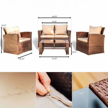 Set da conversazione in vimini per mobili da giardino premium Nestl's da 4 pezzi