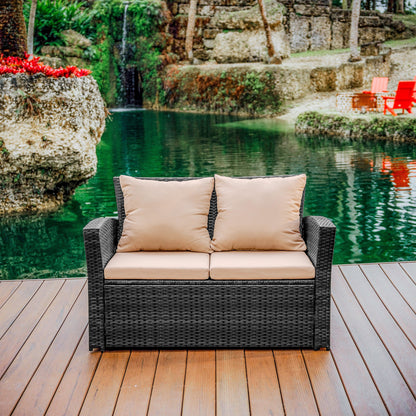 Set da conversazione in vimini per mobili da giardino premium Nestl's da 4 pezzi