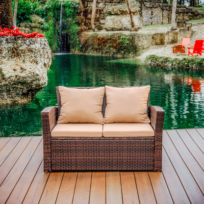 Set da conversazione in vimini per mobili da giardino premium Nestl's da 4 pezzi