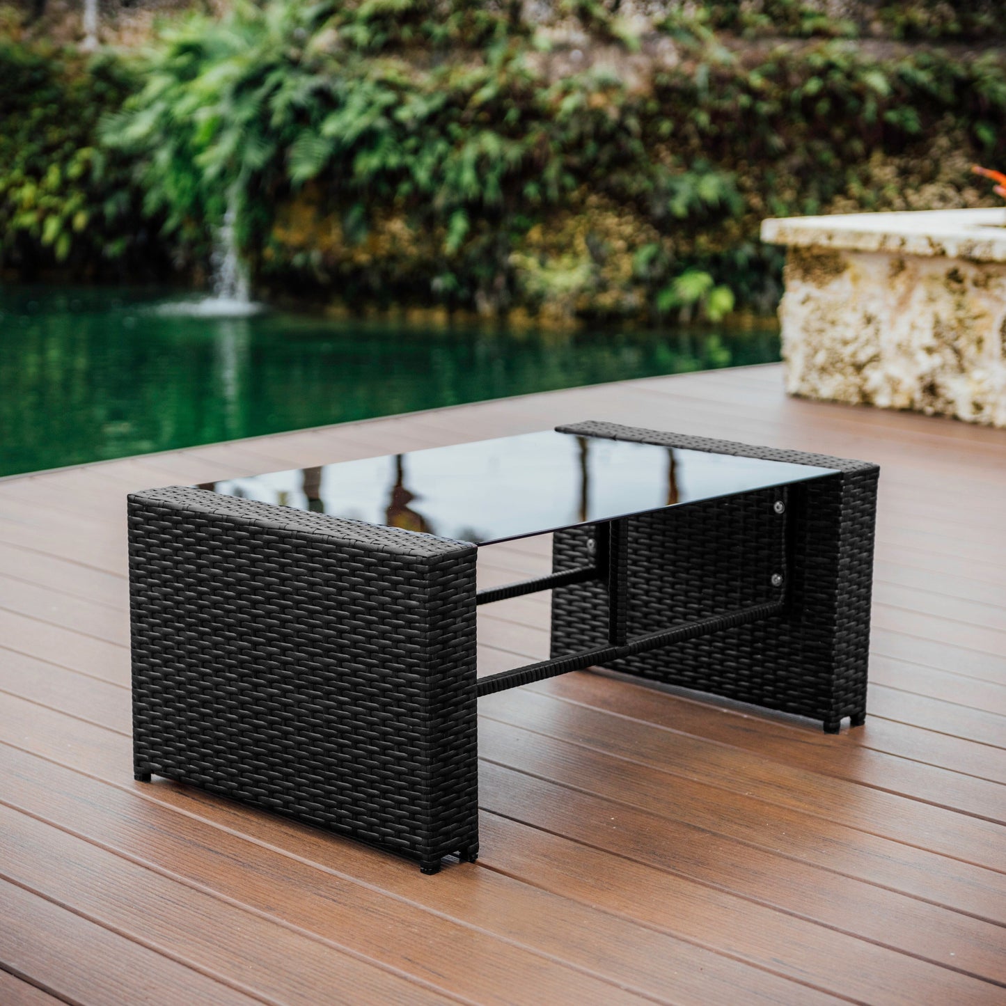 Set da conversazione in vimini per mobili da giardino premium Nestl's da 4 pezzi