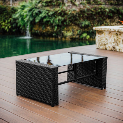 Set da conversazione in vimini per mobili da giardino premium Nestl's da 4 pezzi