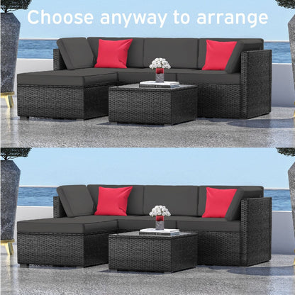 Set di mobili da giardino in vimini Nestl da 5 pezzi - Set di mobili da giardino con sedute da giardino componibili