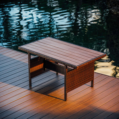 Set da pranzo per patio in vimini da esterno Nestl da 7 pezzi