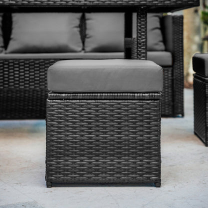 Set da pranzo per patio in vimini da esterno Nestl da 7 pezzi