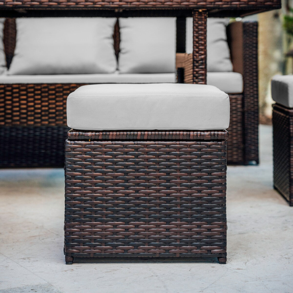 Set da pranzo per patio in vimini da esterno Nestl da 7 pezzi