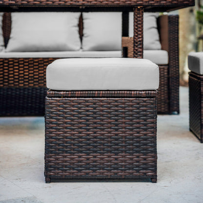 Set da pranzo per patio in vimini da esterno Nestl da 7 pezzi