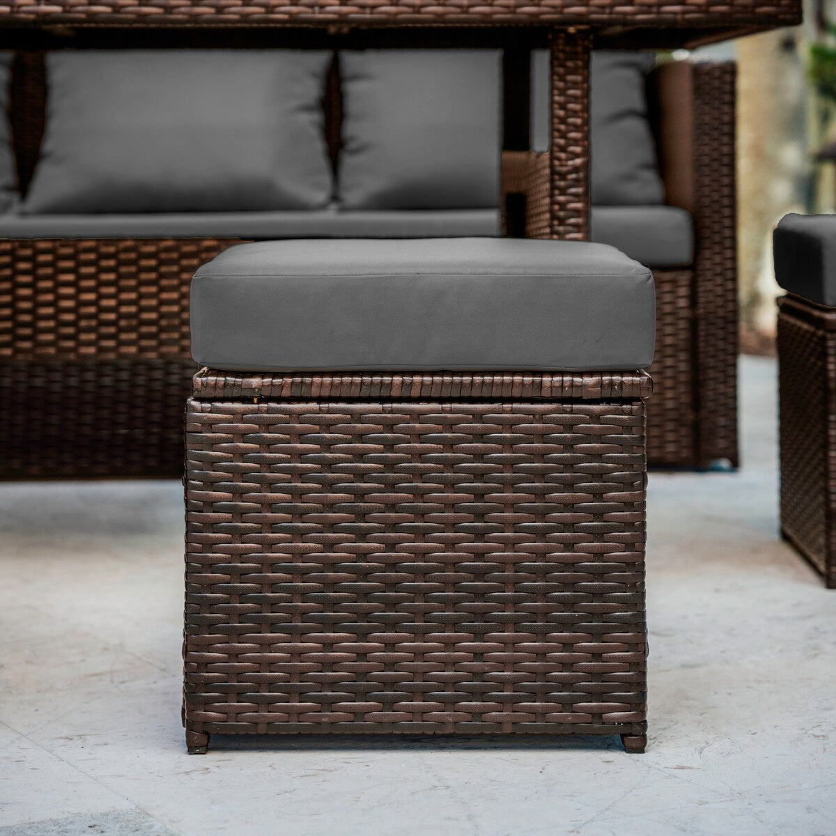 Set da pranzo per patio in vimini da esterno Nestl da 7 pezzi