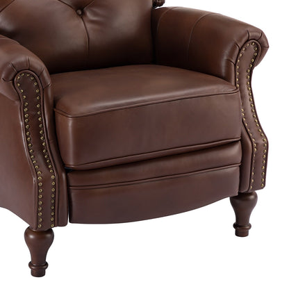 Poltrona reclinabile Nestor Mid Century in vera pelle con gambe in legno massello di HULALA HOME