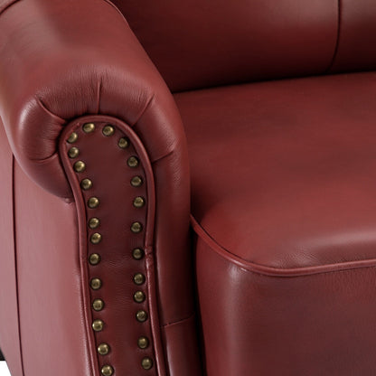 Poltrona reclinabile Nestor Mid Century in vera pelle con gambe in legno massello di HULALA HOME