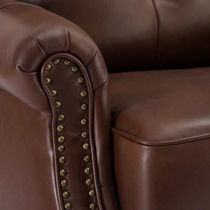 Poltrona reclinabile Nestor Mid Century in vera pelle con gambe in legno massello di HULALA HOME