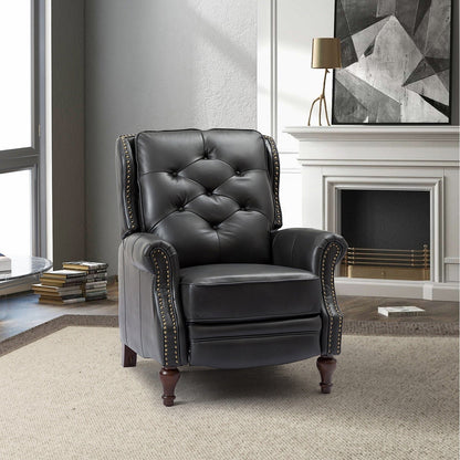 Poltrona reclinabile Nestor Mid Century in vera pelle con gambe in legno massello di HULALA HOME