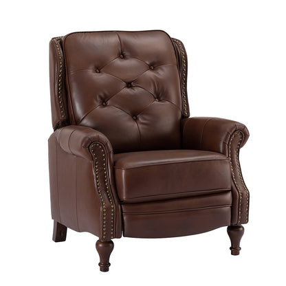 Poltrona reclinabile Nestor Mid Century in vera pelle con gambe in legno massello di HULALA HOME