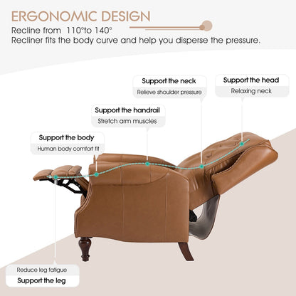 Poltrona reclinabile Nestor Mid Century in vera pelle con gambe in legno massello di HULALA HOME