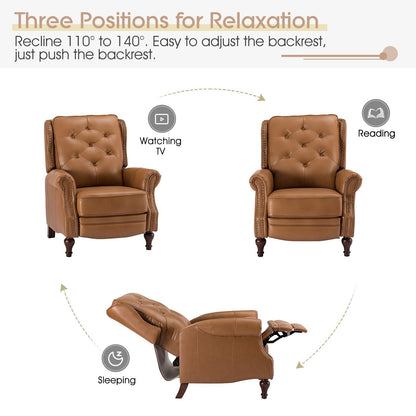 Poltrona reclinabile Nestor Mid Century in vera pelle con gambe in legno massello di HULALA HOME