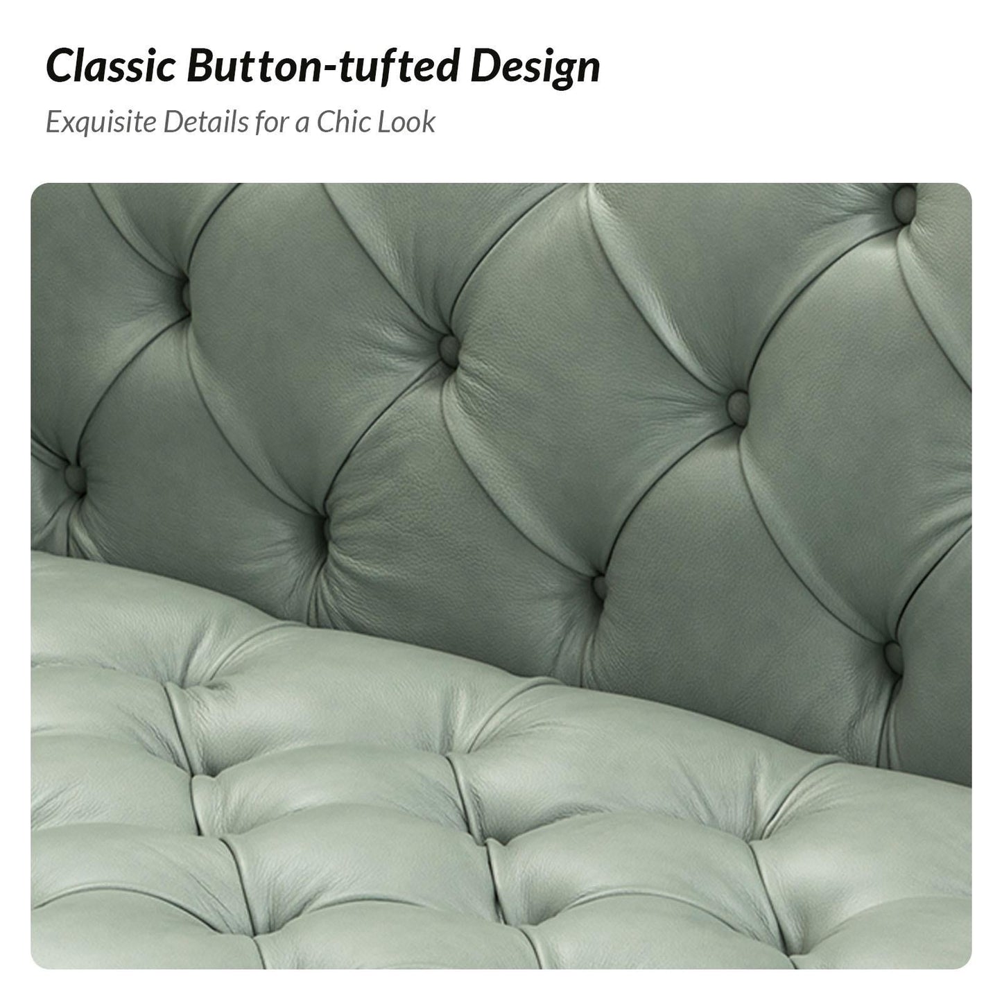 Divano Nestor Transitional in vera pelle con gambe in metallo e schienale capitonné