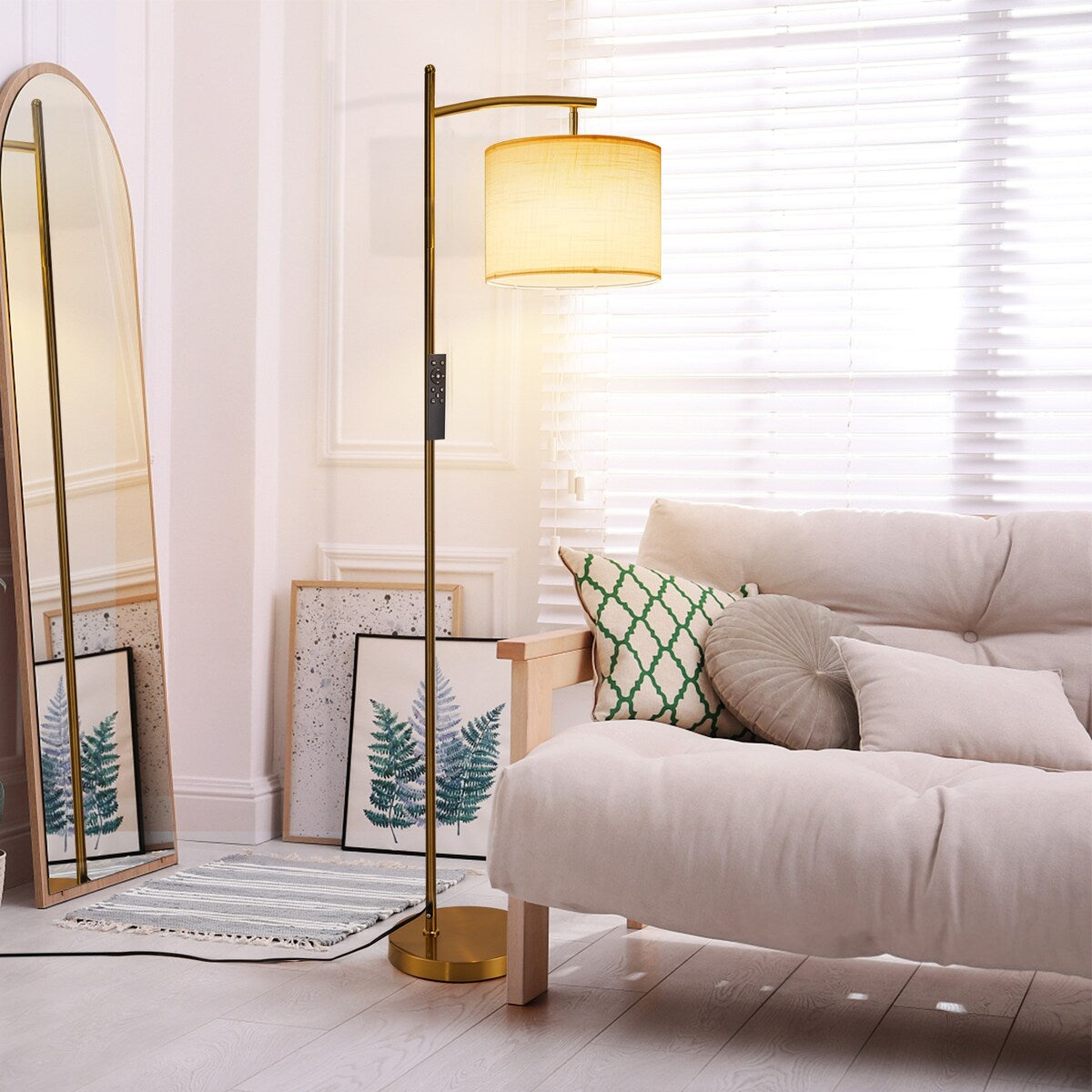 Lampada da terra ad arco a LED dimmerabile Netin 66 con telecomando - N/D