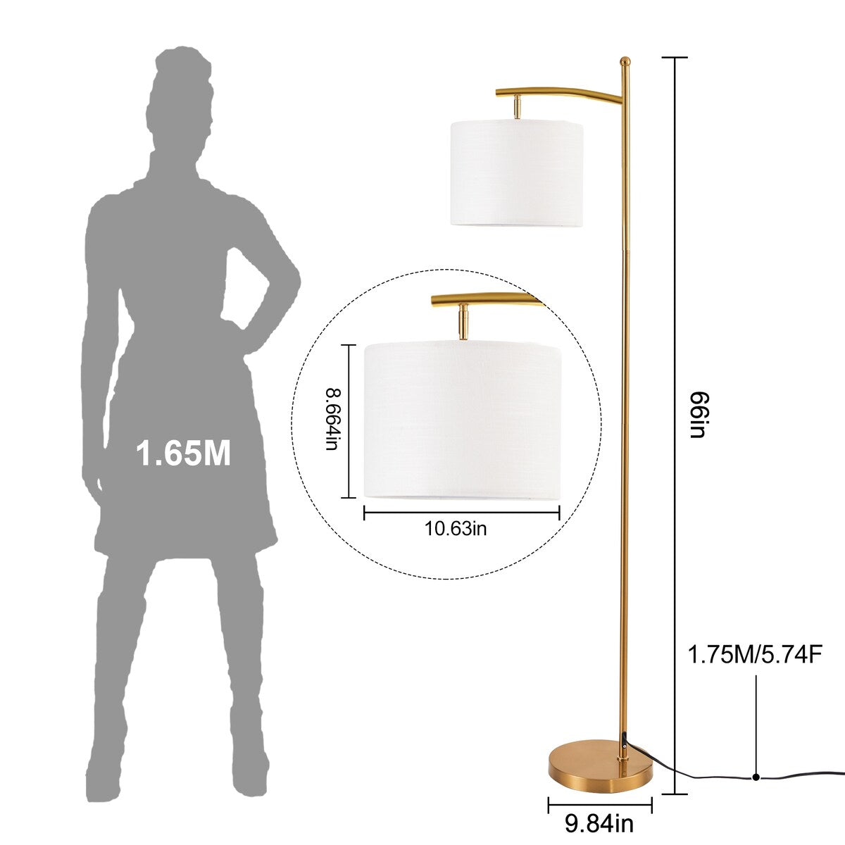 Lampada da terra ad arco a LED dimmerabile Netin 66 con telecomando - N/D