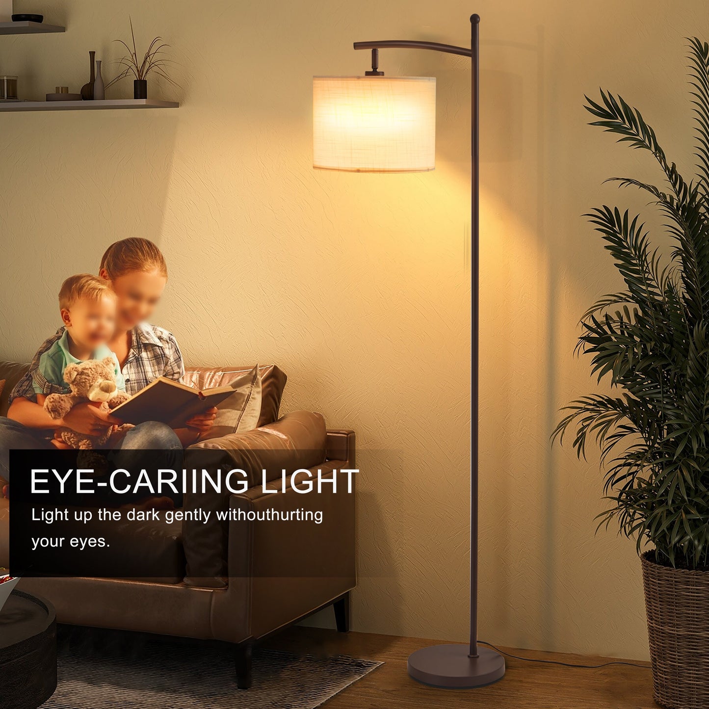 Lampada da terra ad arco Netin 66 con telecomando e paralume girevole