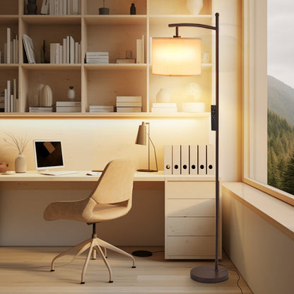 Lampada da terra ad arco Netin 66 con telecomando e paralume girevole