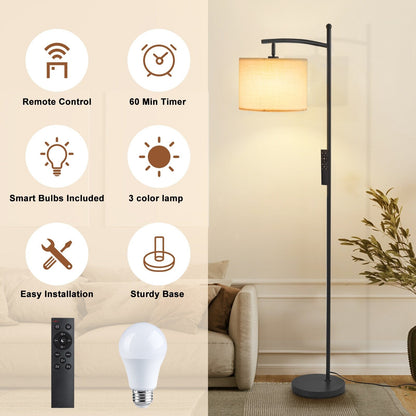 Lampada da terra ad arco Netin 66 con telecomando e paralume girevole