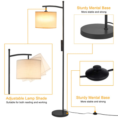 Lampada da terra ad arco Netin 66 con telecomando e paralume girevole