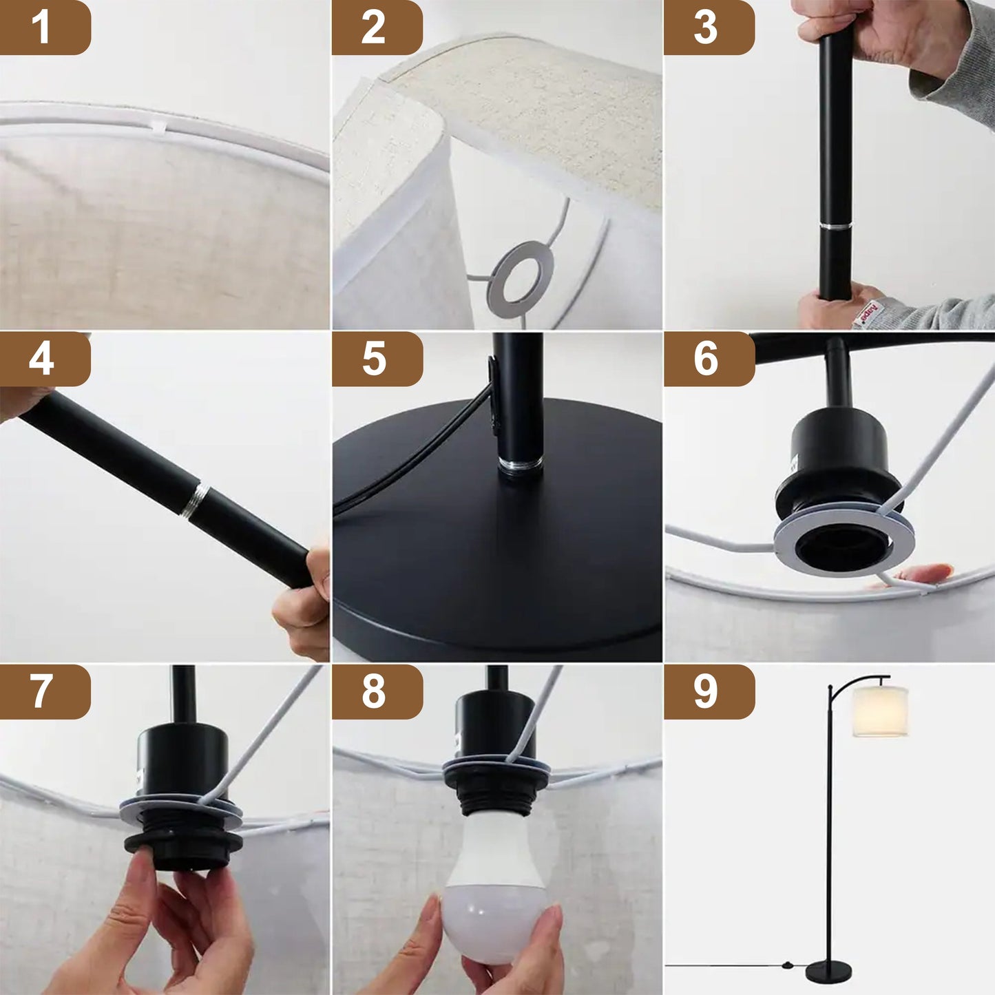 Lampada da terra ad arco Netin 66 con telecomando e paralume girevole