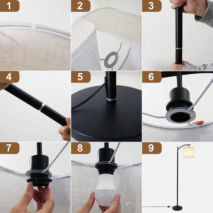 Lampada da terra ad arco Netin 66 con telecomando e paralume girevole