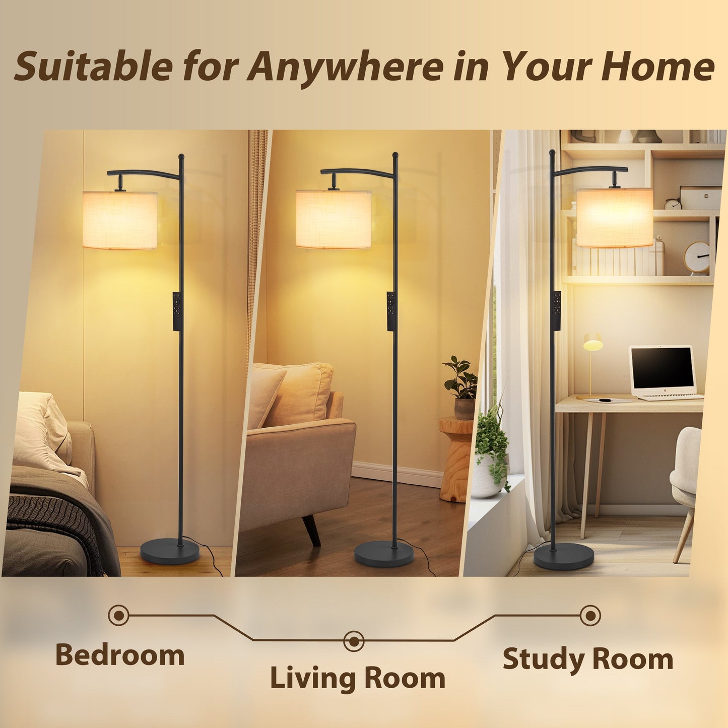 Lampada da terra ad arco Netin 66 con telecomando e paralume girevole